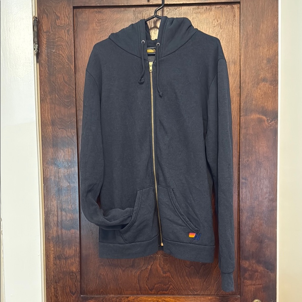 Aviator Nation Black with Gold Bolt Hoodie Sweatshirt Men’s XL